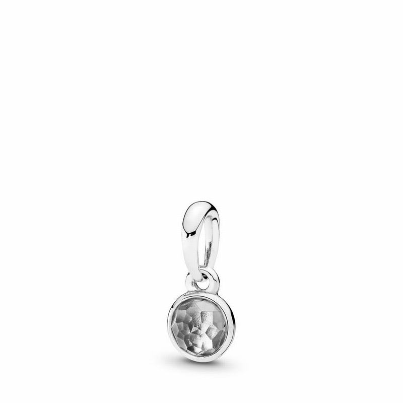 Pandora April Droplet Pendant Ireland - Sterling Silver/Grey/Rock Crystal - 906874ZWC